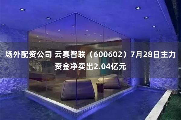 场外配资公司 云赛智联（600602）7月28日主力资金净卖出2.04亿元