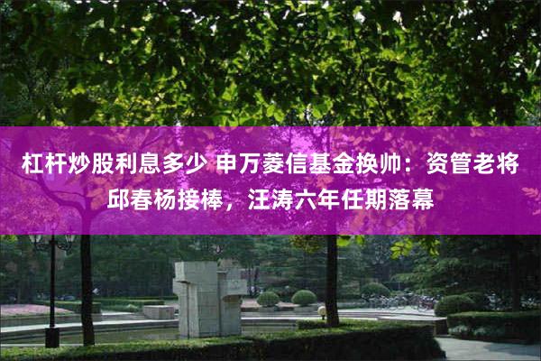 杠杆炒股利息多少 申万菱信基金换帅：资管老将邱春杨接棒，汪涛六年任期落幕