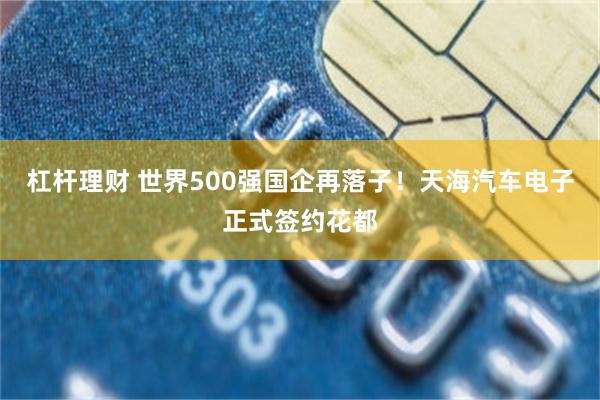 杠杆理财 世界500强国企再落子！天海汽车电子正式签约花都